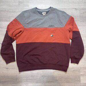 L.L.Bean 1912 Men's Sweatshirt Crew Neck Color-Block Deep Wine/Gray - Size XL